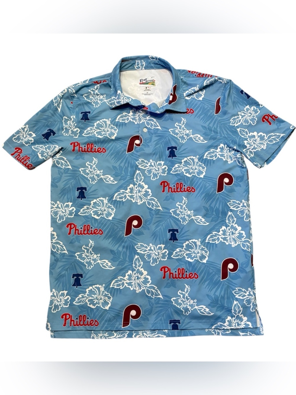 Reyn Spooner Blue Floral Phillies Logo Polo